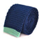 navy blue skinny knitted tie with mint green tip